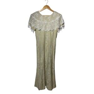 VTG Scott McClintock Dress Sz 4 Ivory Floral Lace Bridal Party Cottage 80s USA